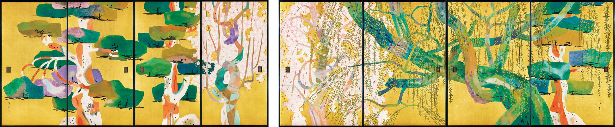 堂本印象　《松桜柳図》昭和33年（1958）　智積院蔵