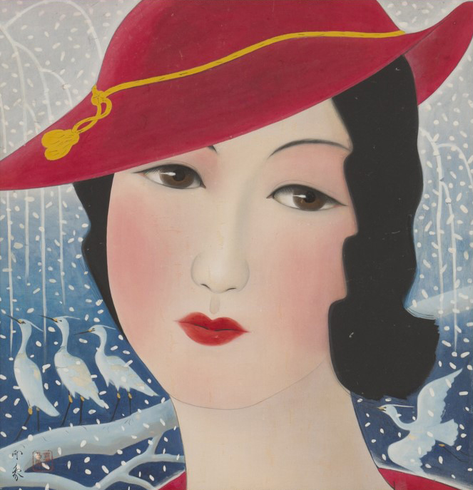 堂本印象《美人(『婦人公論』表紙絵原画)》昭和9年(1934)　個人蔵